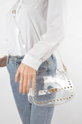 Transparent Metal Studded Top Handle Bag