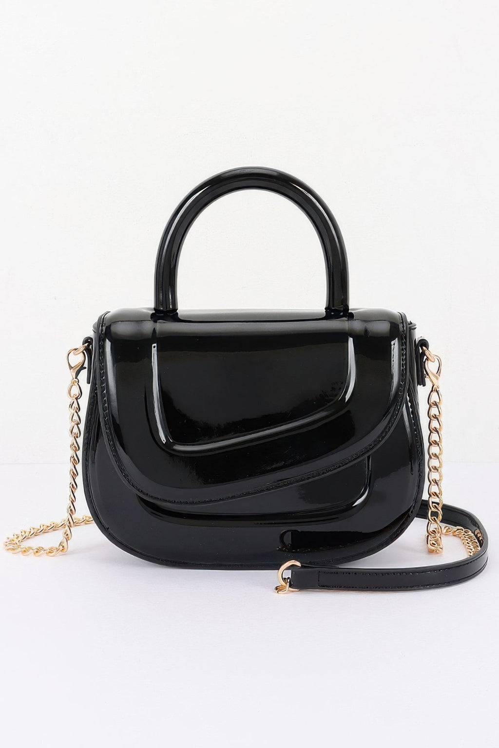Women's Top Handle Bag Patent Leather BYMANYC ® New York GLOSSY SLEEK STRUCTURED PURSE - New Collection