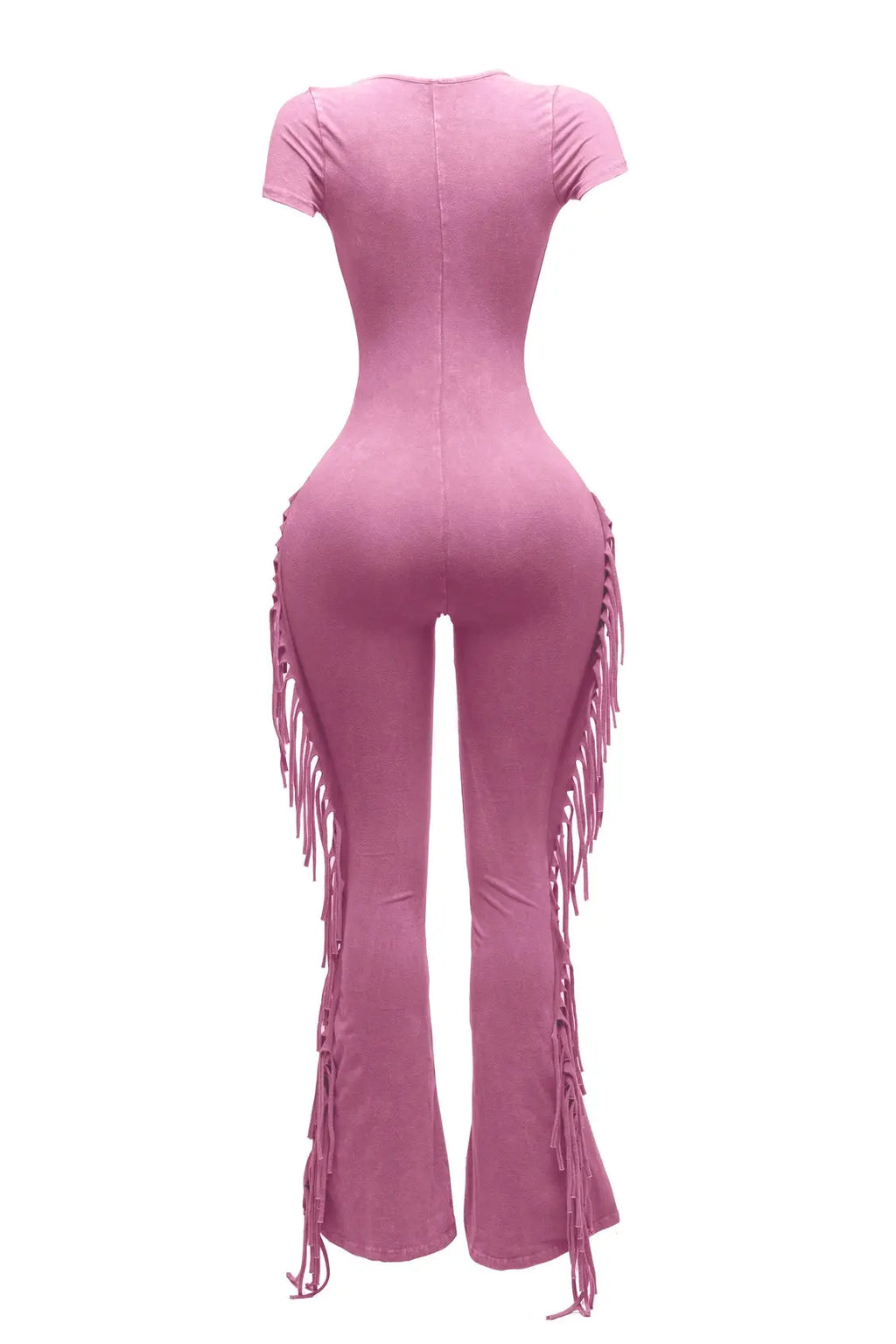 Mineral Washed Fringe Jumpsuit