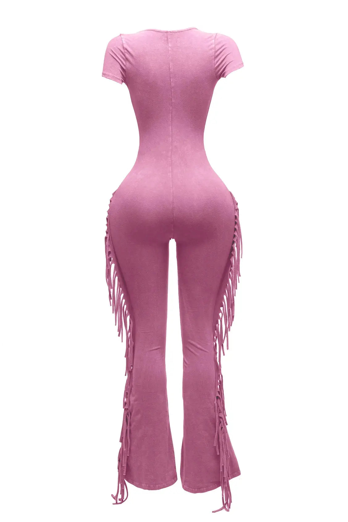 Mineral Washed Fringe Jumpsuit