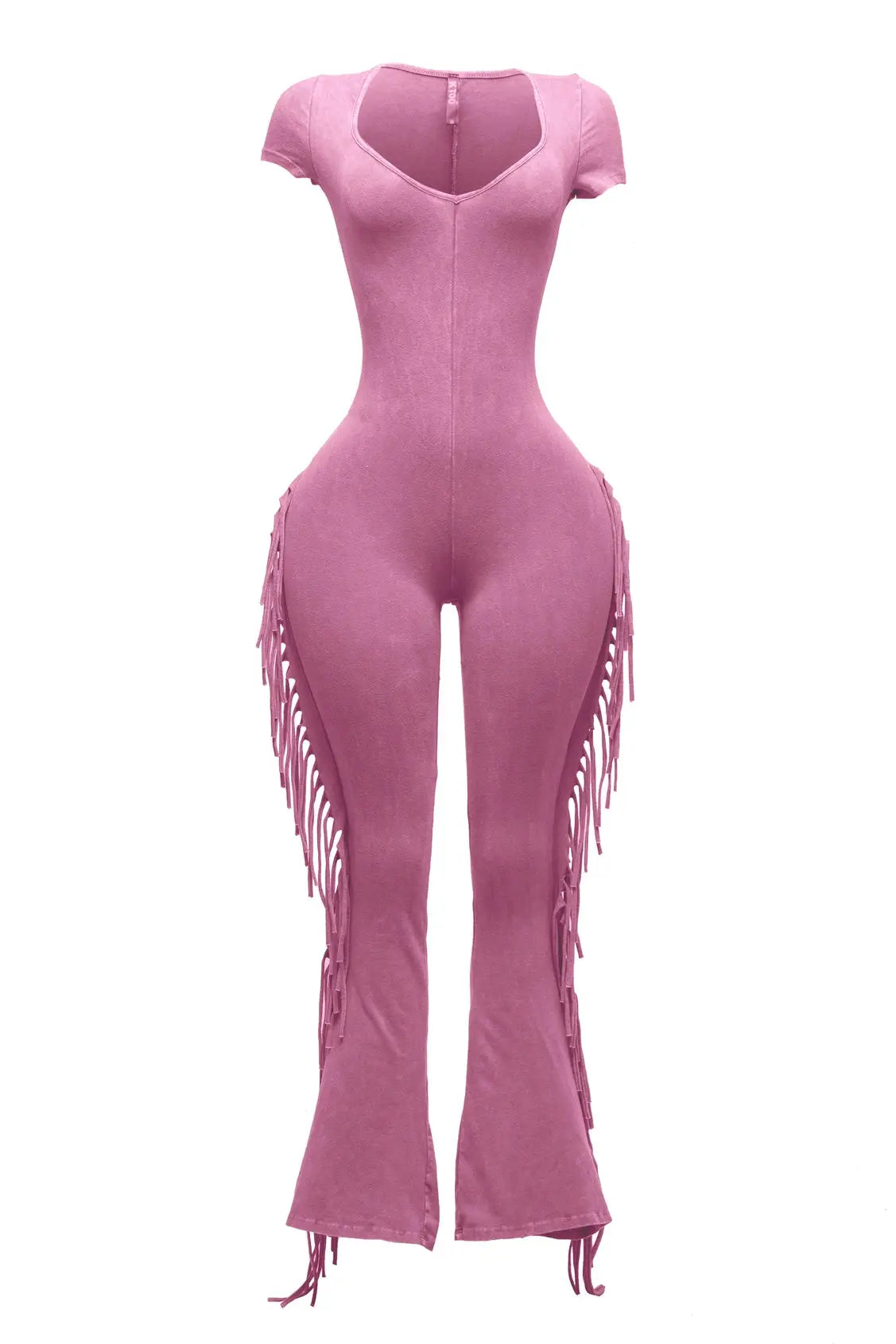 Mineral Washed Fringe Jumpsuit
