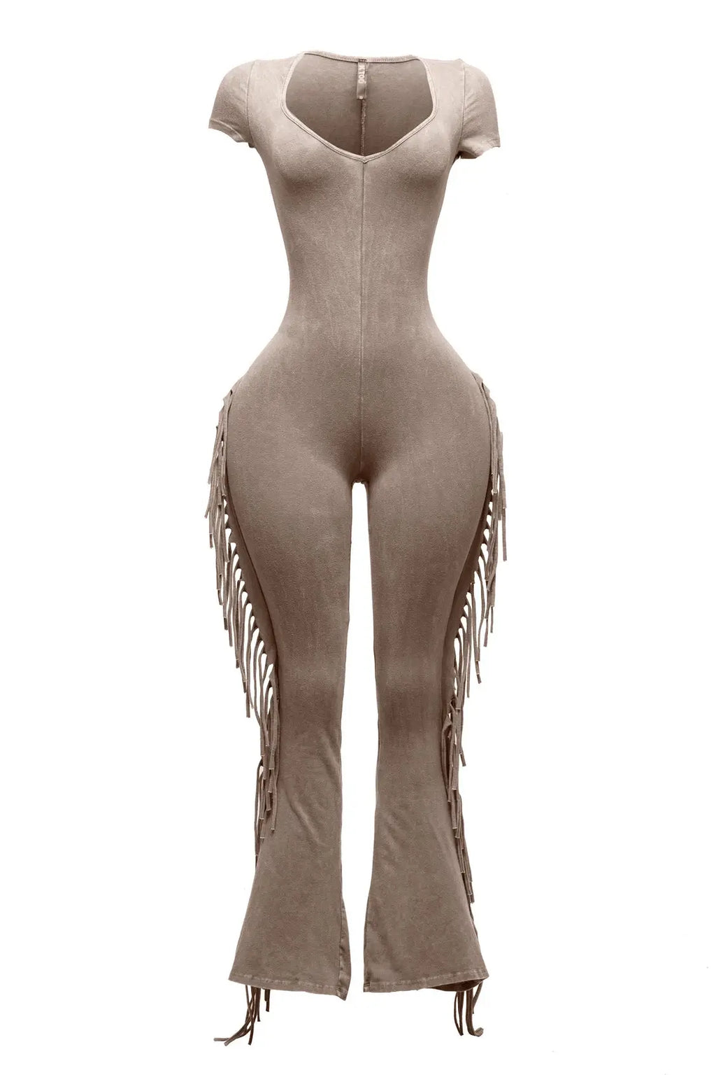 Mineral Washed Fringe Jumpsuit