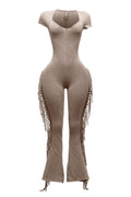Mineral Washed Fringe Jumpsuit