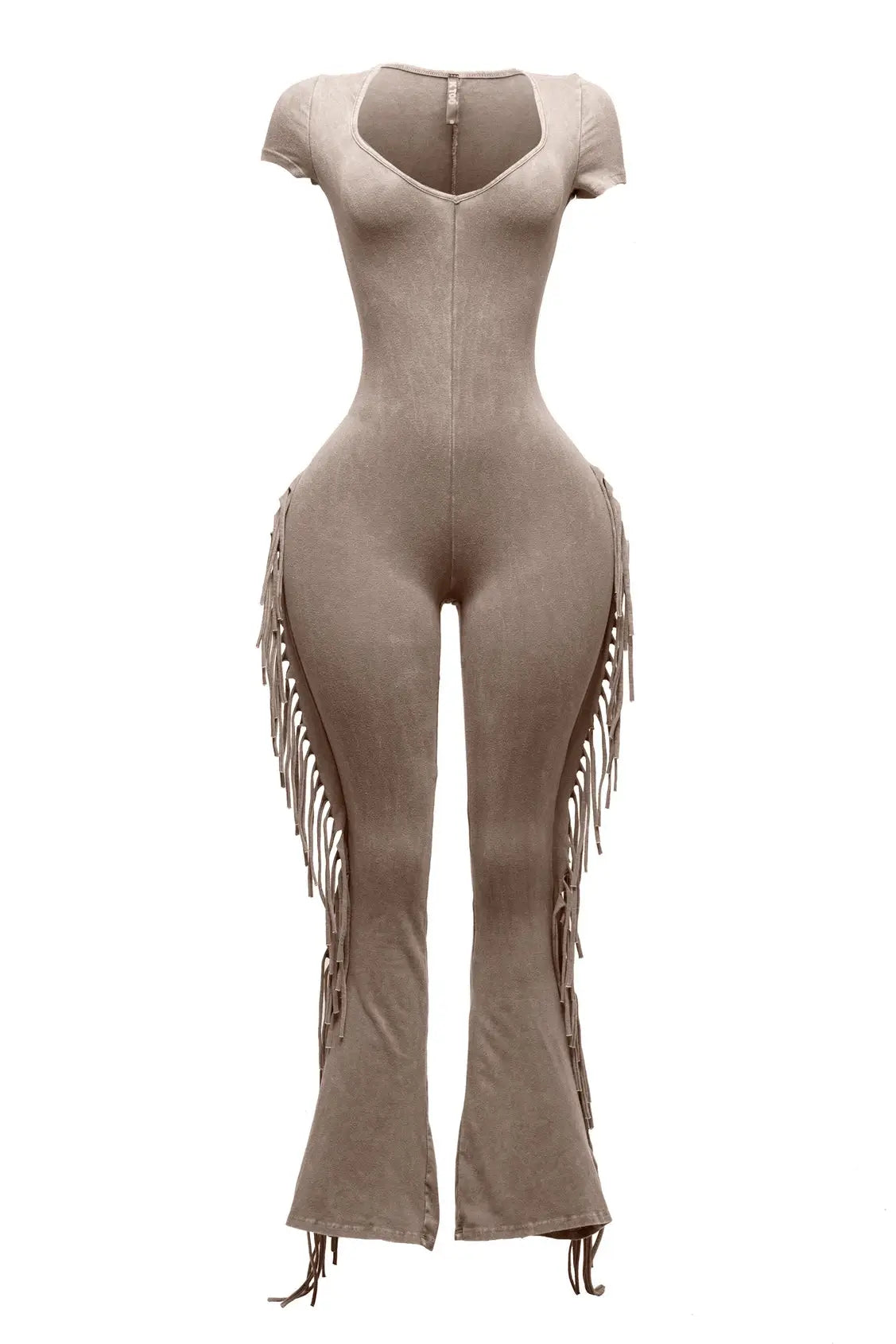 Mineral Washed Fringe Jumpsuit