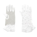Stone Embellished Lace Cuff Mesh Dressy Wedding Gloves