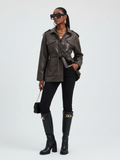 Women's Faux Leather Safari Jacket UPPER EAST SIDE ECO FASHION BYMANYC ® New York
