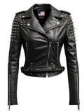 Women Black Biker Slimfit Real Leather Jacket
