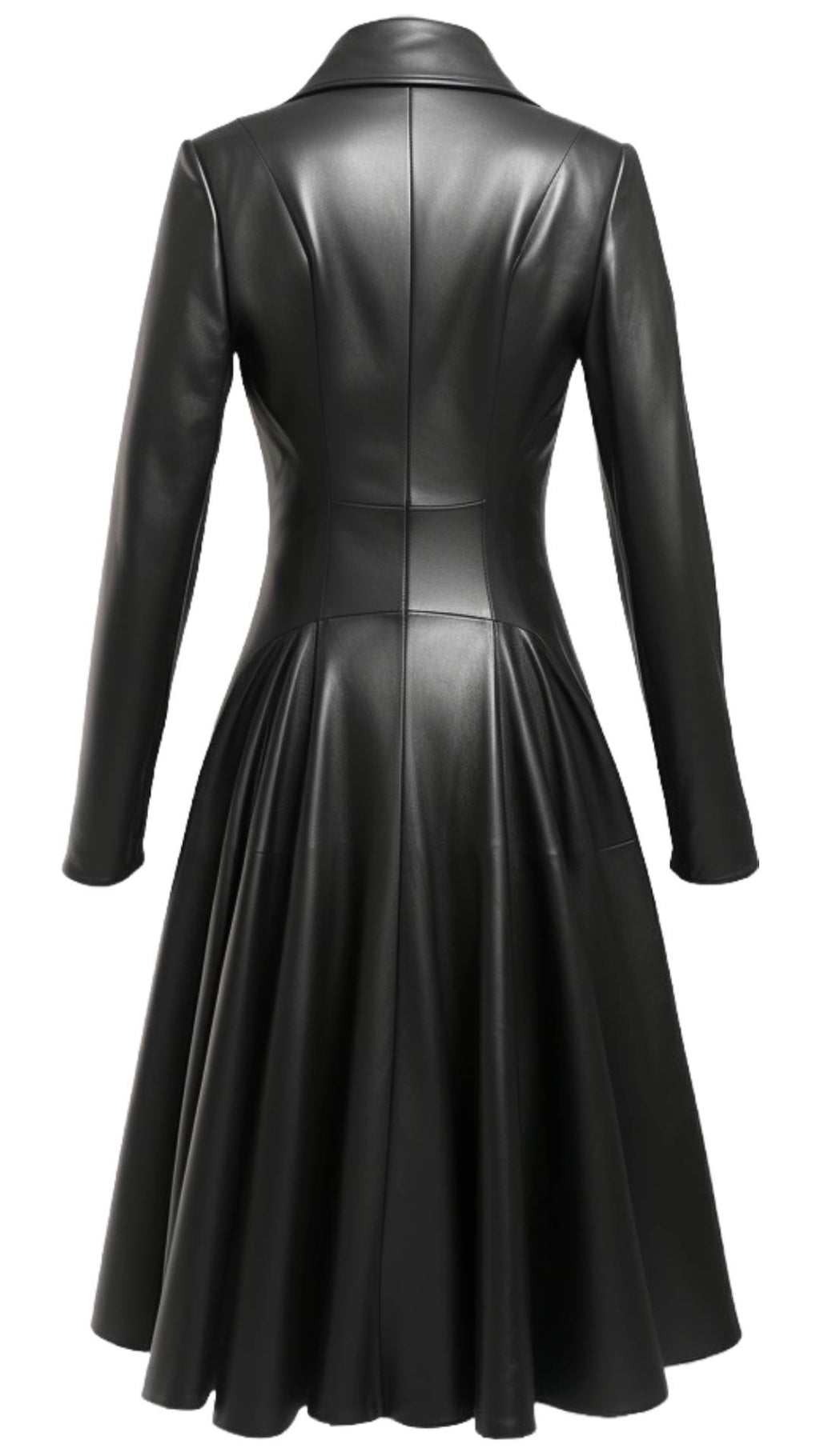 Women’s Black Leather Long Coat