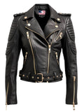 Women Black Quilted Designer Leather Jacket