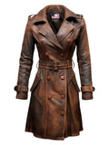 Women Brown Vintage Leather Coat – Classic Vintage Elegance
