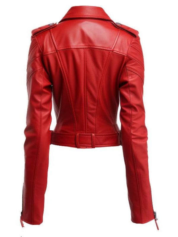 Women Emma Casual Leather Jacket – Red