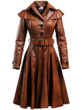 Women’s Vintage Brown Distressed Leather Coat – Timeless Classic