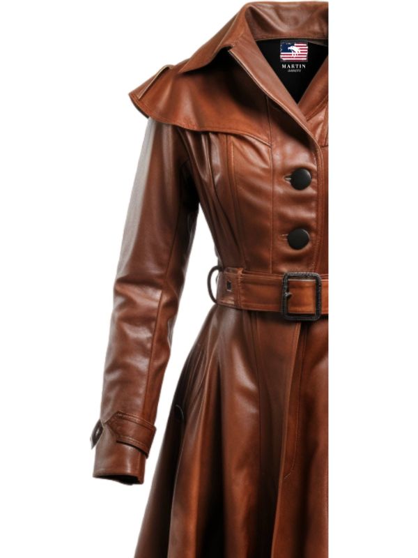 Women’s Vintage Brown Distressed Leather Coat – Timeless Classic