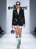 Women's Black Blazer Metal Ring Cutout BYMANYC ® New York CONTEMPORARY EDGY MODERN OUTERWEAR - New Collection
