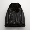 Black Women’s B3 RAF Aviator Sheepskin Shearling Leather Jacket