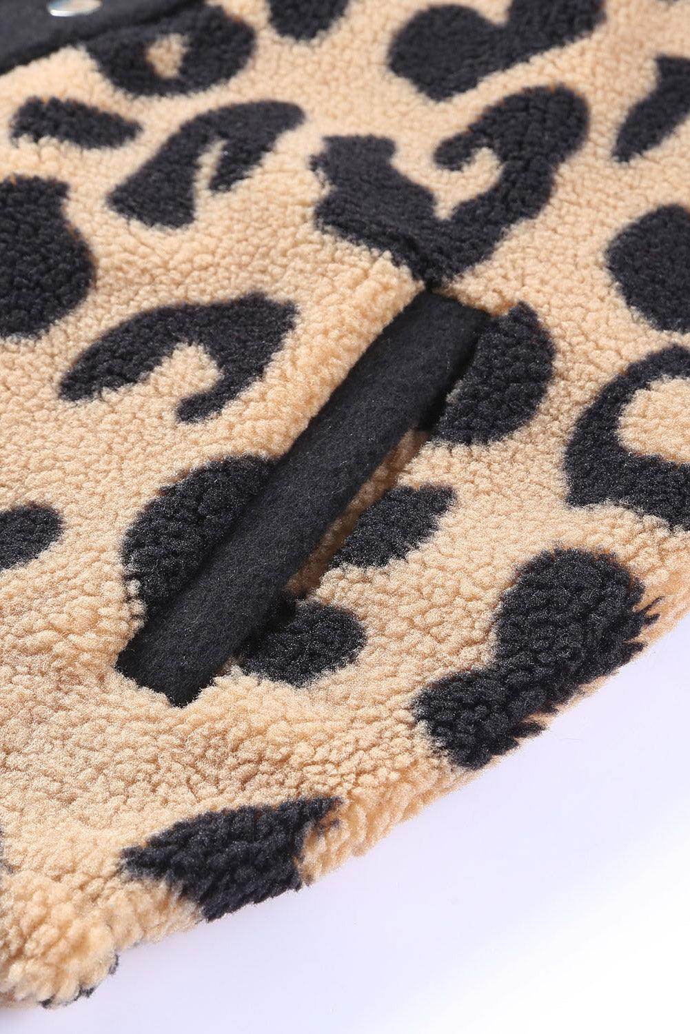 Leopard Button Up Long Sleeve Jacket for Stylish Comfort