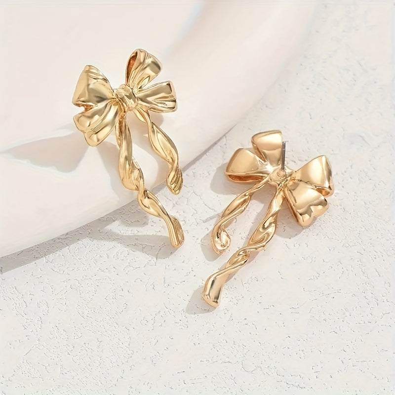 Luxe 1 Pair Elegant Boho Style Bow Earrings For Women, Perfect For Daily Wear, Gatherings & Vacations, Ideal Thanksgiving Jewelry Gift
