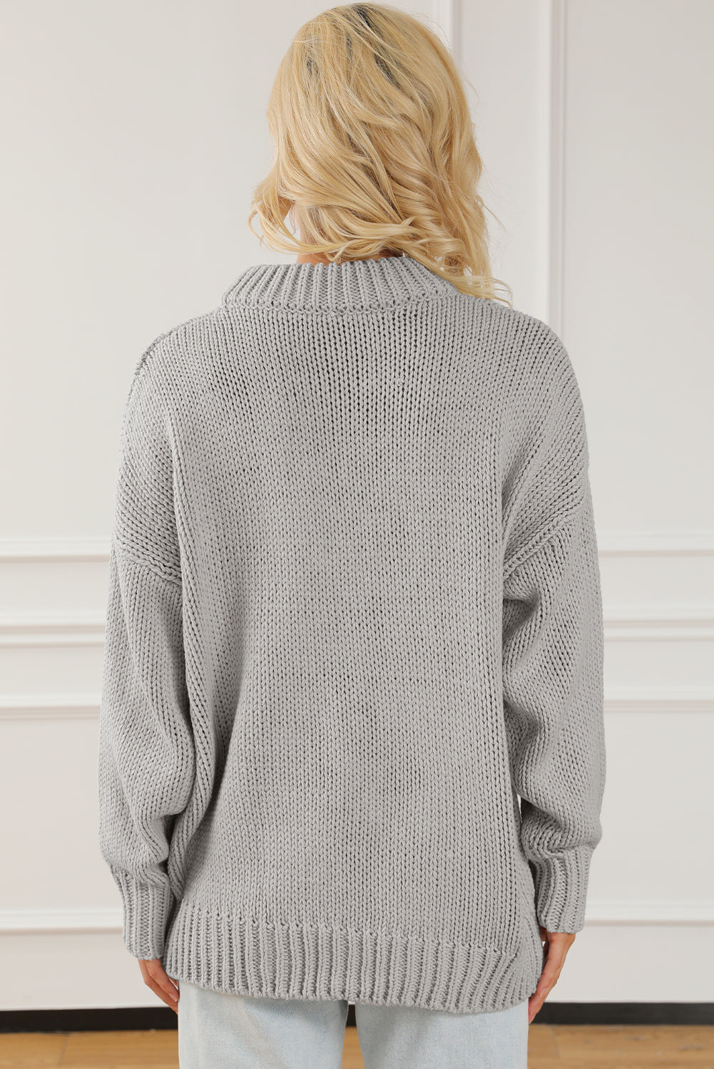 Chunky Drop-Shoulder Turtleneck Sweater