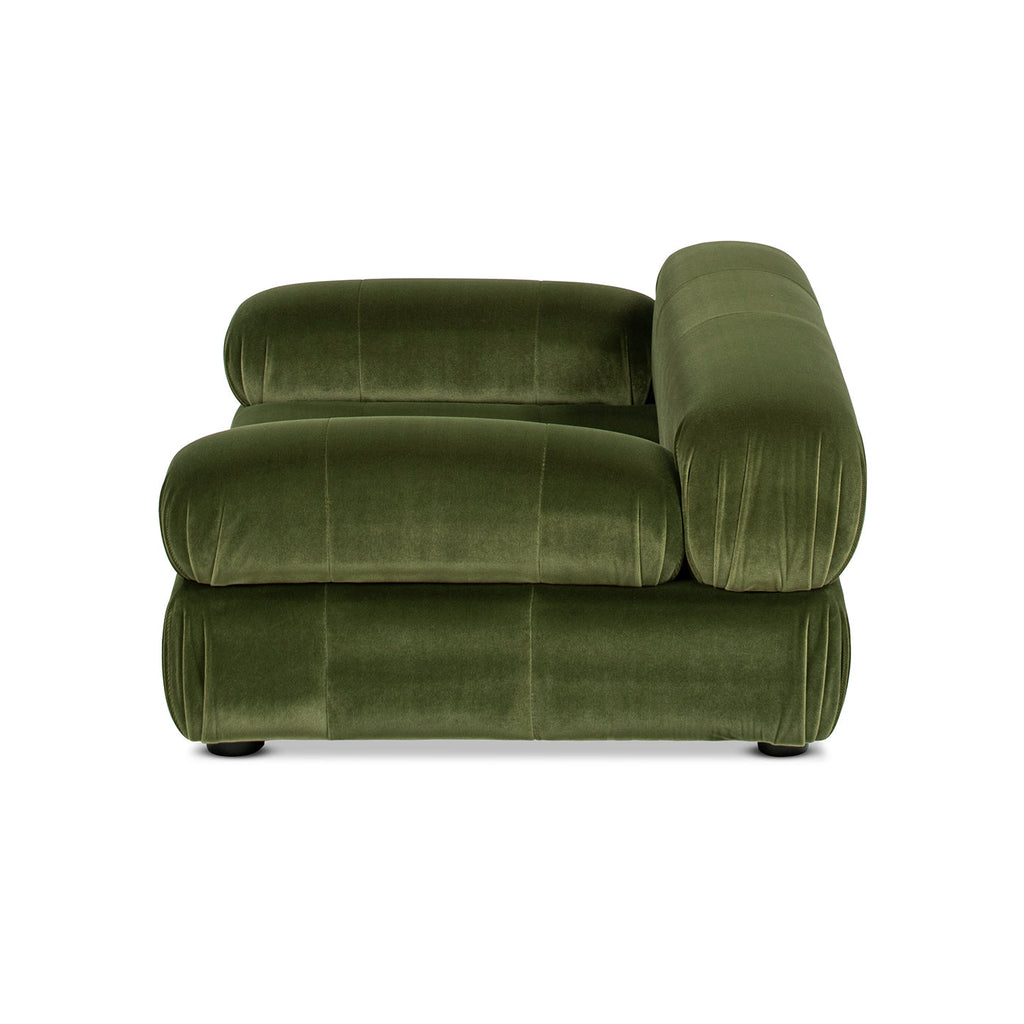 Olive Green Velvet Upholstered Pet Bed with Bolstered Arms - Small to Medium