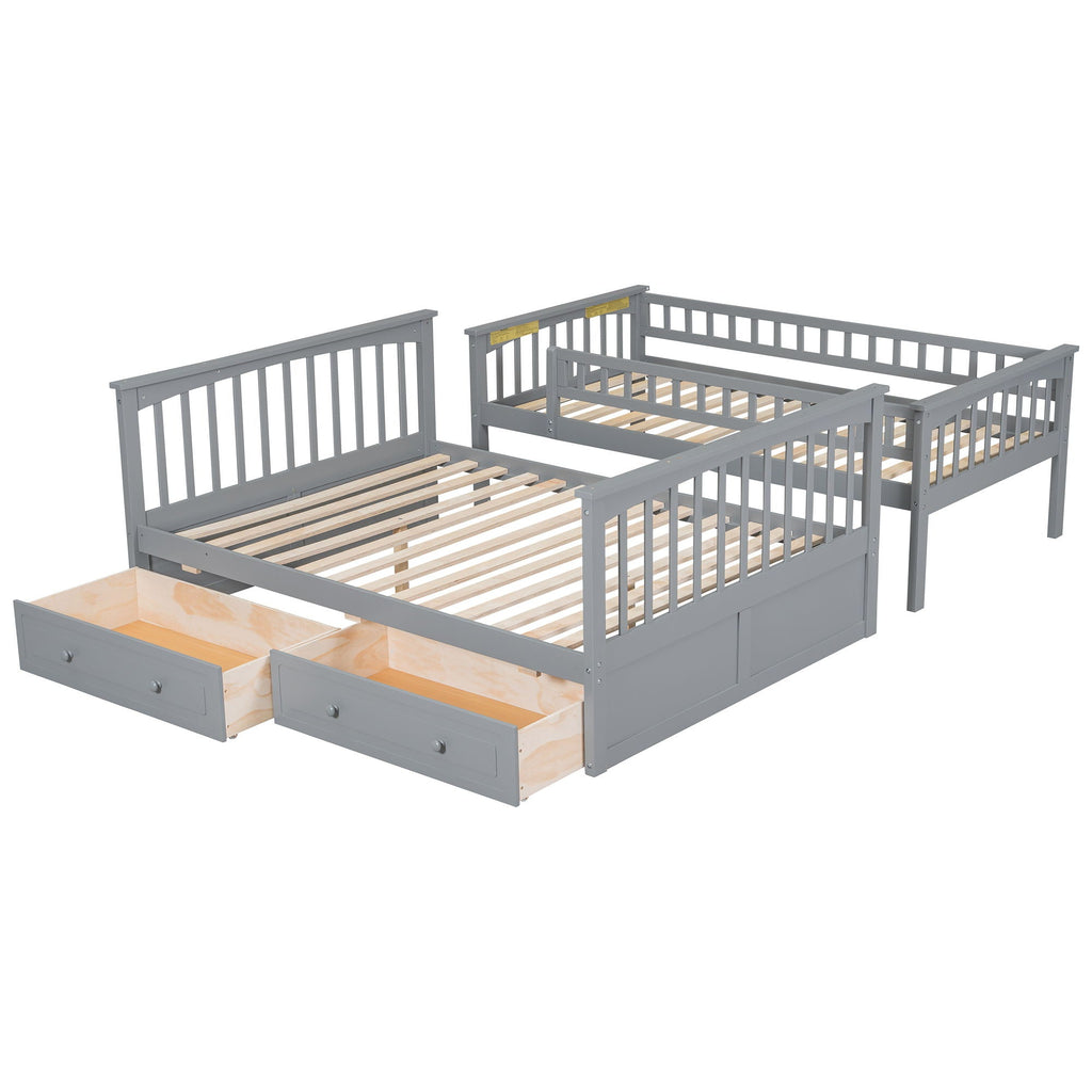 Convertible Storage Bunk Bed with Drawers - Twin Over Full
