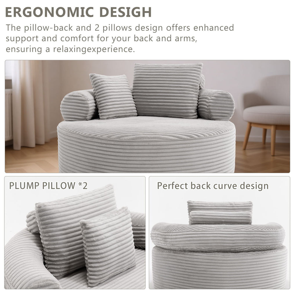 Round Sofa Bed with Memory Foam and 3 Pillows - Multiple Colors