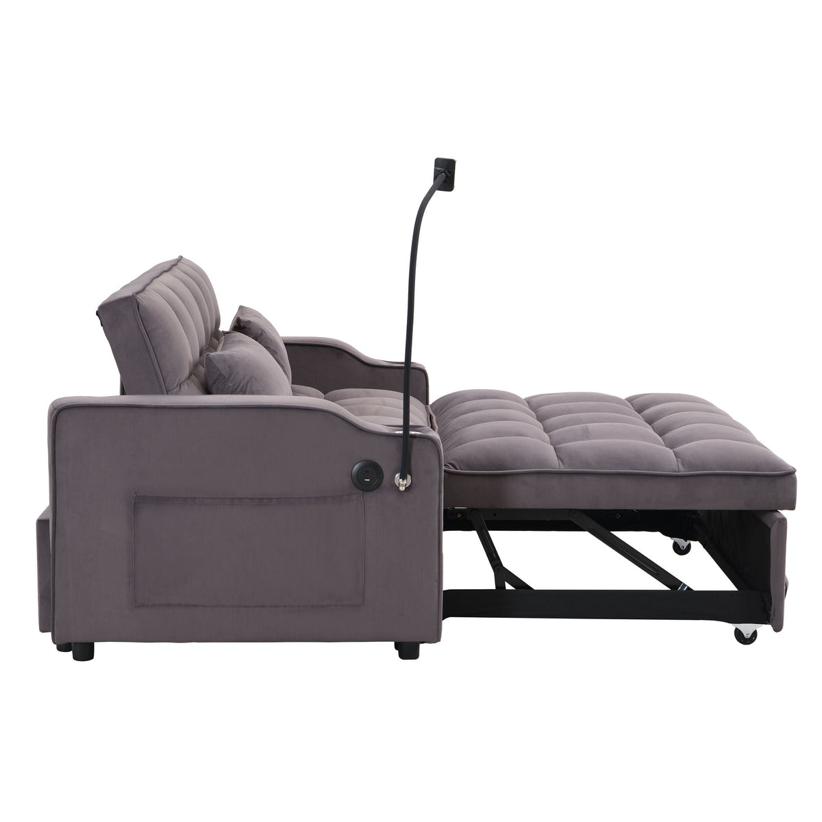 Modern Loveseat Futon Sofa with Pullout Bed and Adjustable Backrest - Multiple Colors