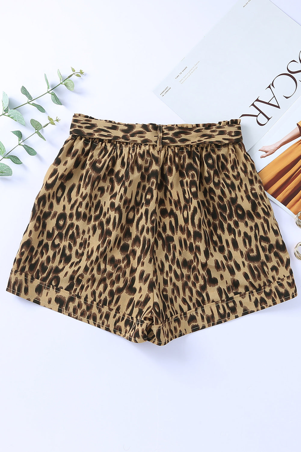 Leopard Print High-Waist Shorts
