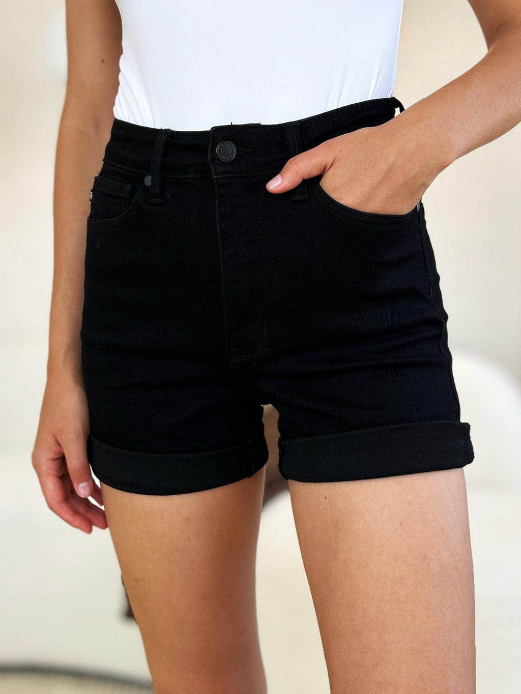 Judy Blue Full Size High Waist Tummy Control Cuffed Shorts
