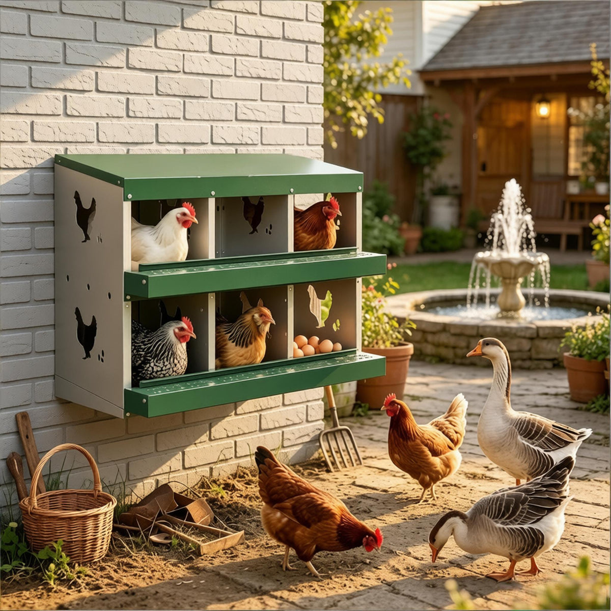 Galvanized Steel Outdoor Egg Laying Boxes with Sloped Floor - Silver