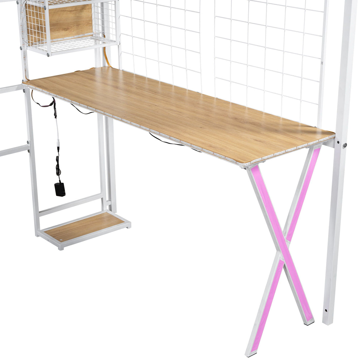Loft Bed with Built-In Work Station, Wardrobe & Storage Staircase – White or Black