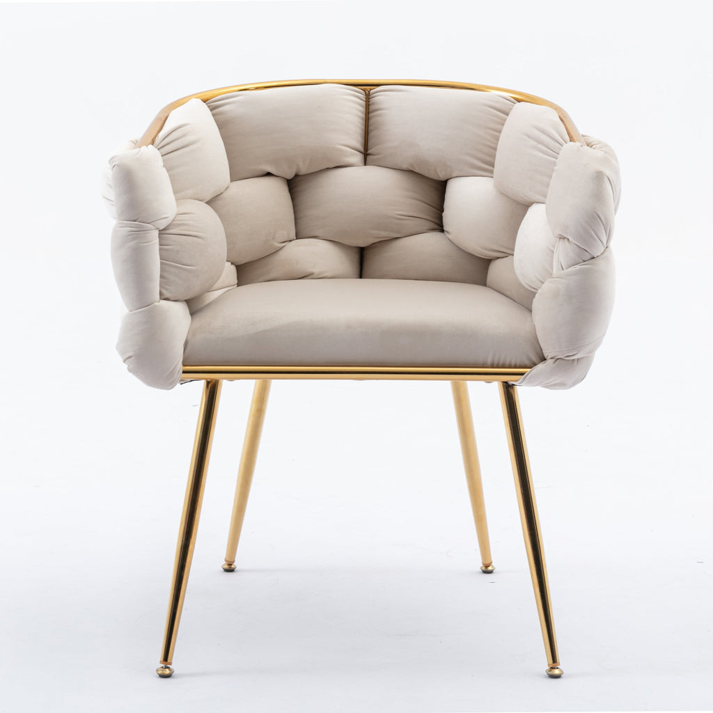 Beige Velvet Accent Chair | Vanity & Bedroom