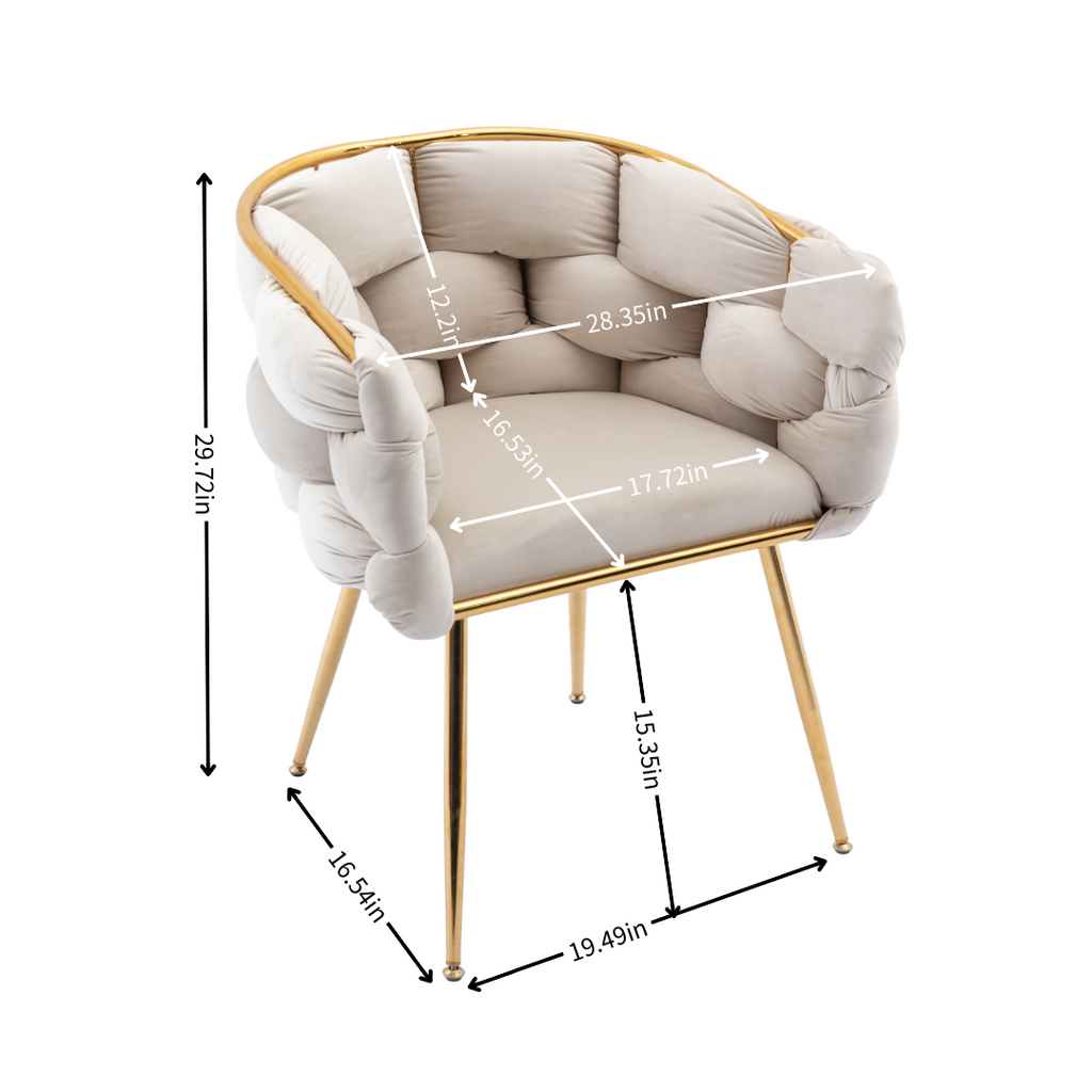 Beige Velvet Accent Chair | Vanity & Bedroom