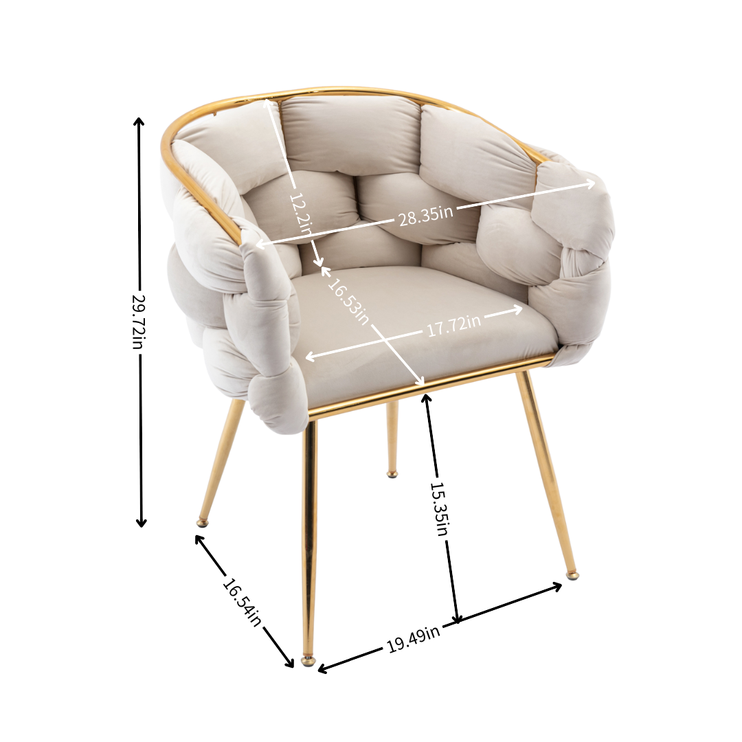 Beige Velvet Accent Chair | Vanity & Bedroom