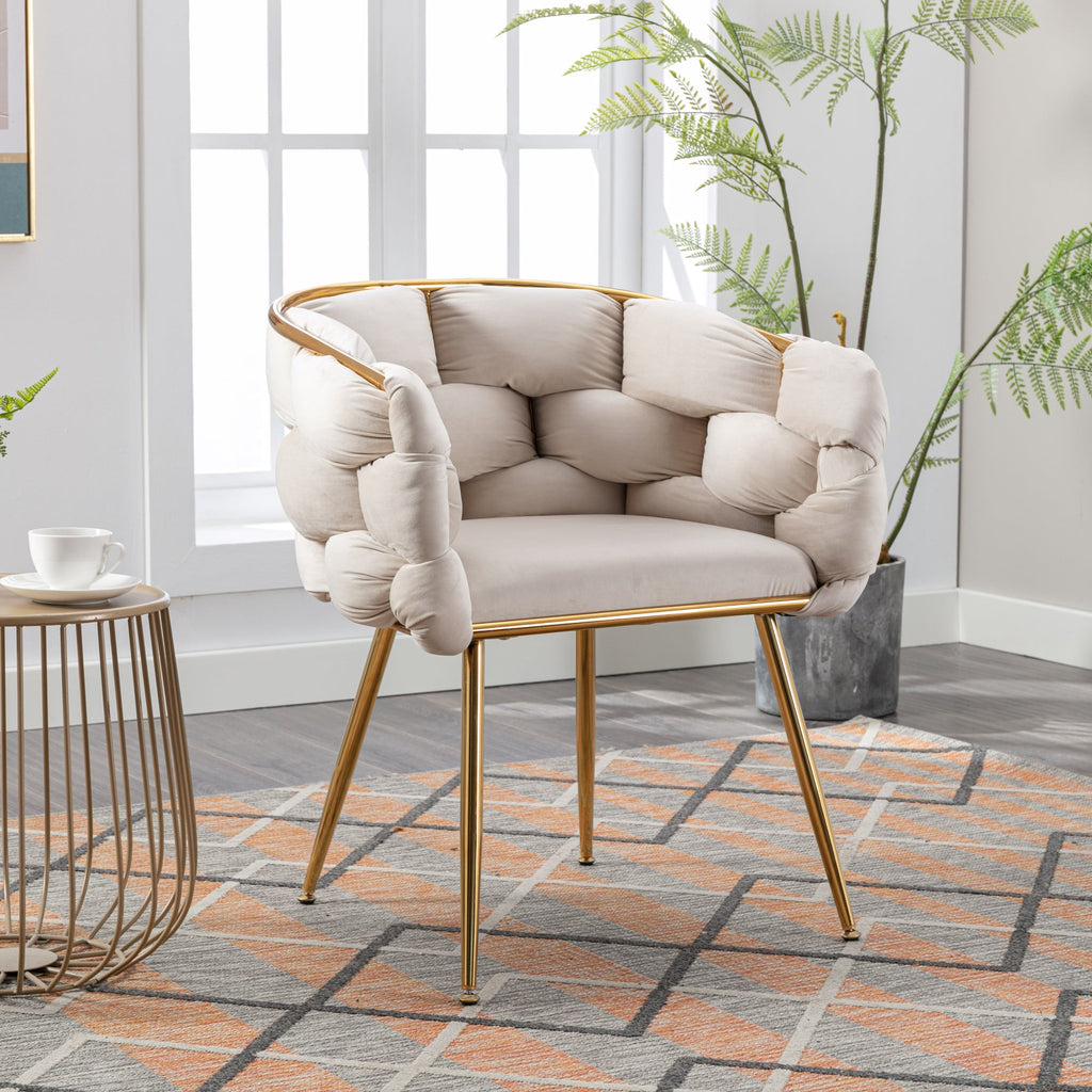 Beige Velvet Accent Chair | Vanity & Bedroom