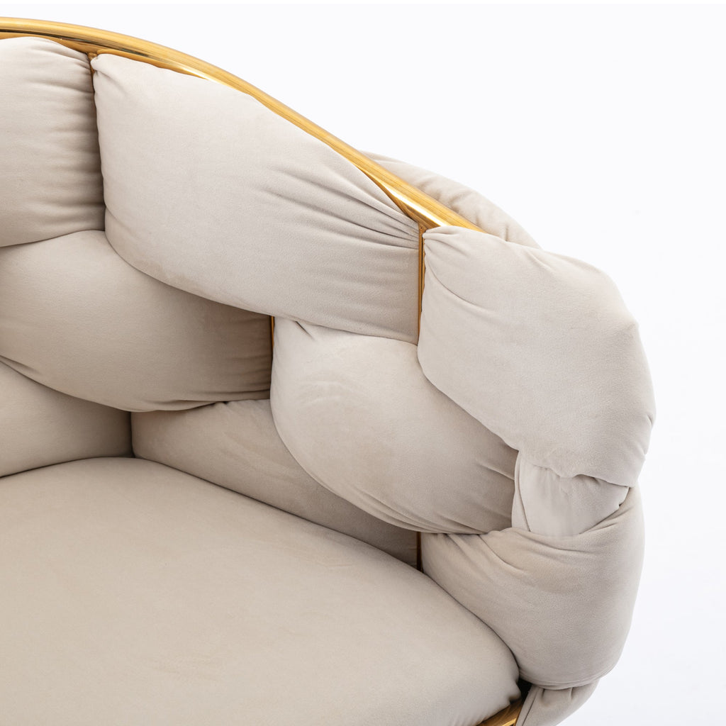 Beige Velvet Accent Chair | Vanity & Bedroom
