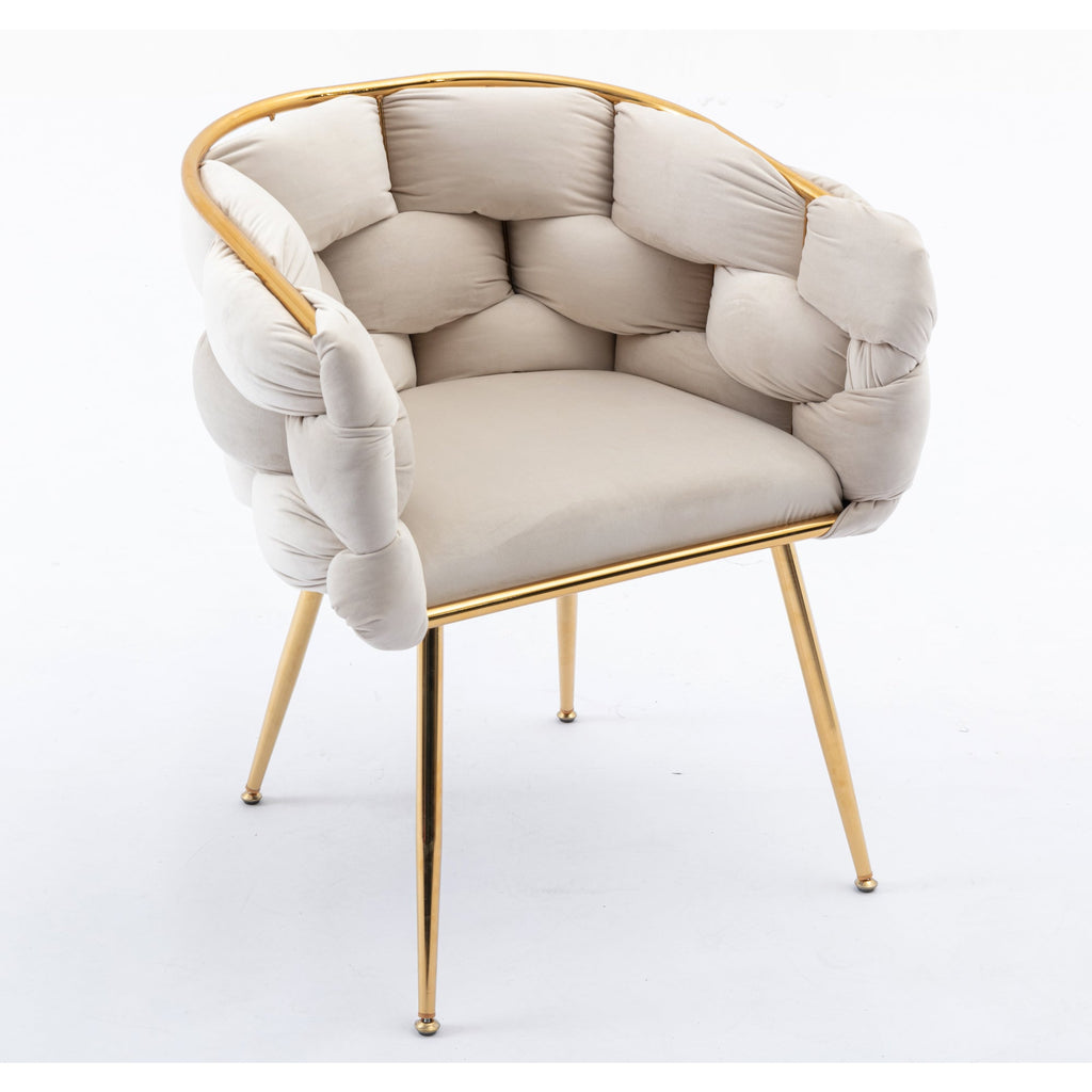 Beige Velvet Accent Chair | Vanity & Bedroom