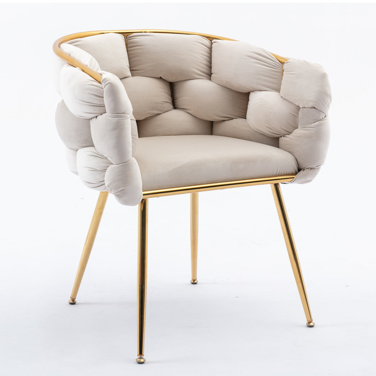 Beige Velvet Accent Chair | Vanity & Bedroom