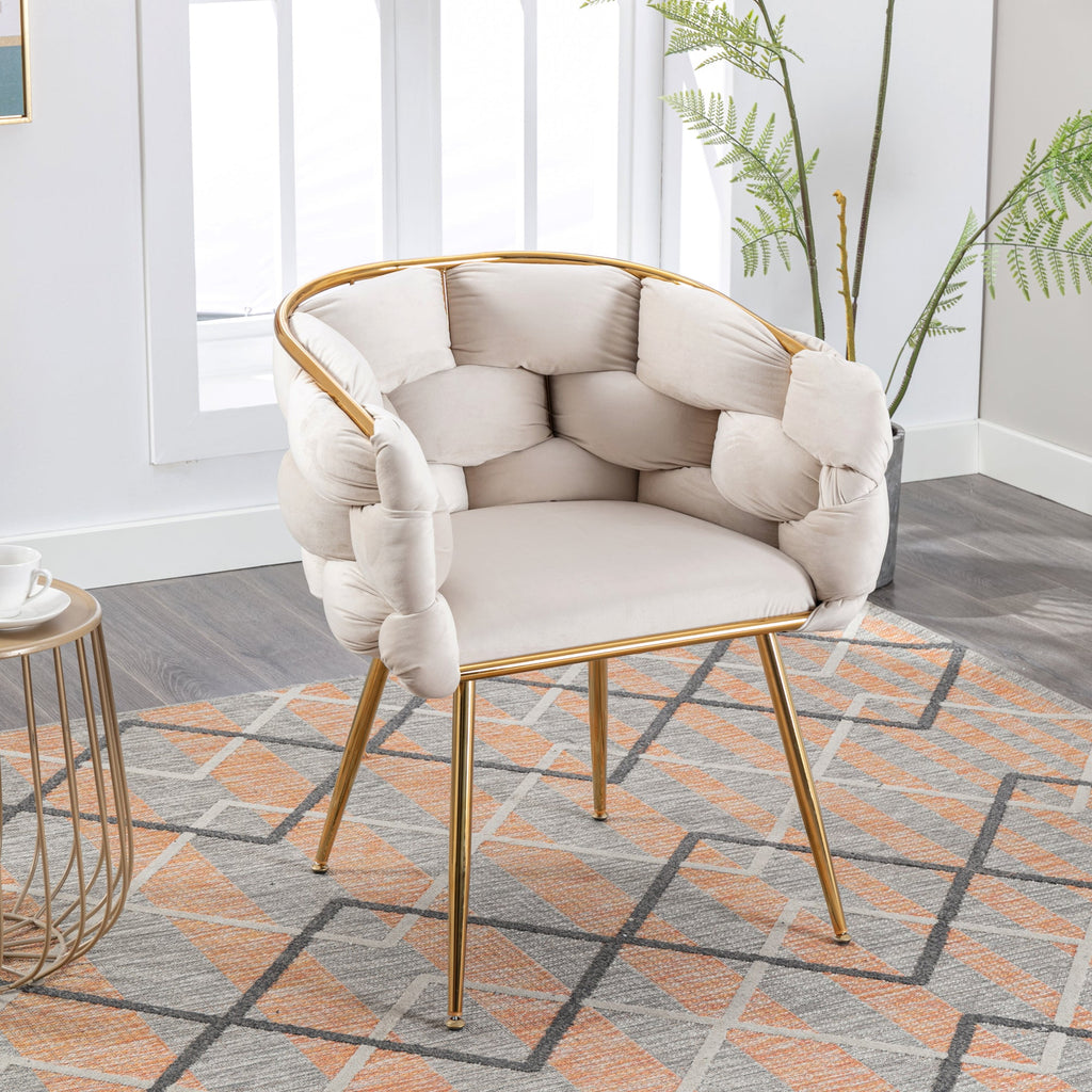 Beige Velvet Accent Chair | Vanity & Bedroom