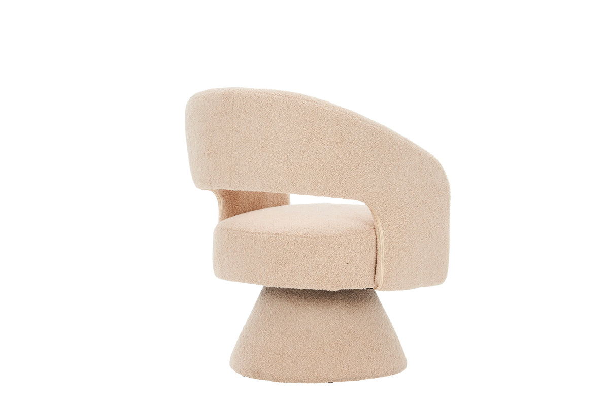 Nude Teddy Fabric Swivel Barrel Accent Chair