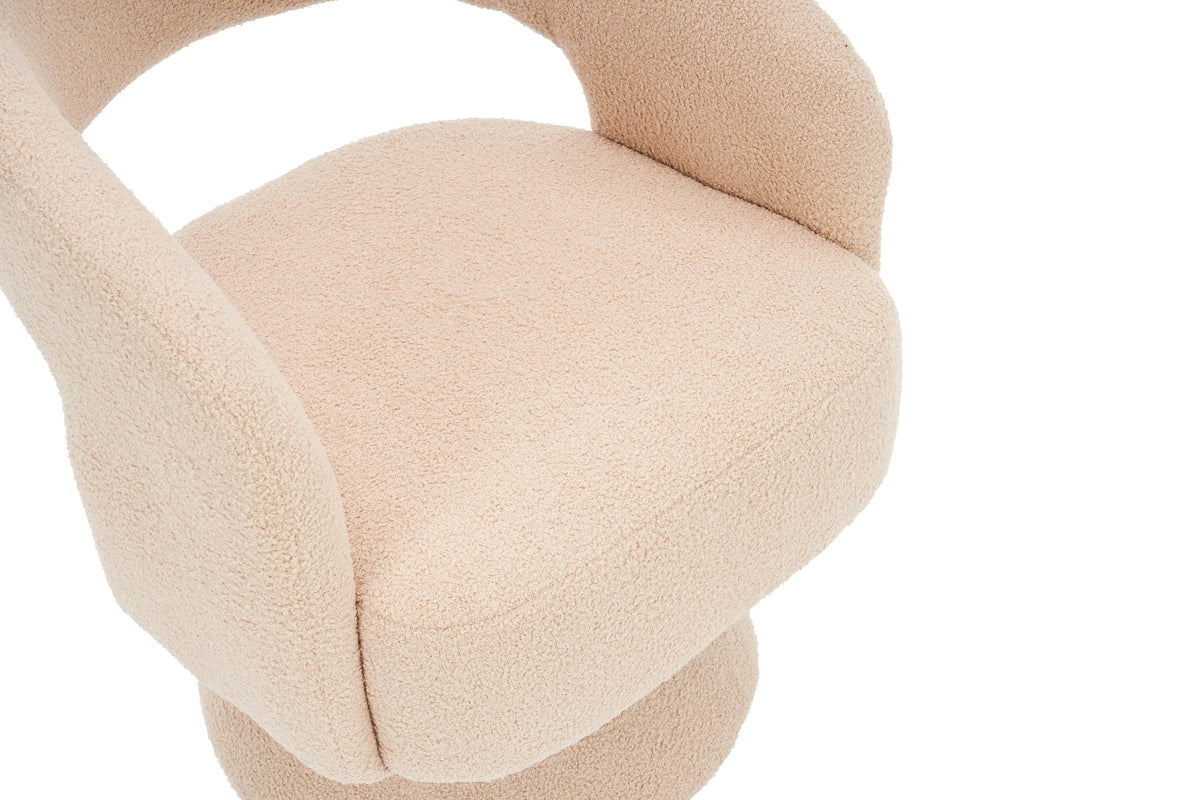Nude Teddy Fabric Swivel Barrel Accent Chair