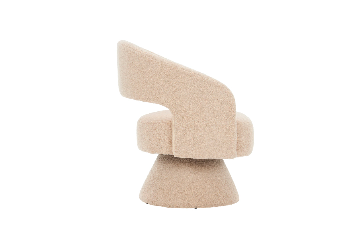 Nude Teddy Fabric Swivel Barrel Accent Chair