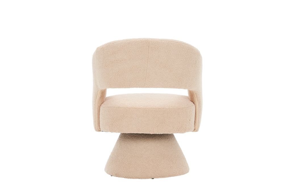 Nude Teddy Fabric Swivel Barrel Accent Chair