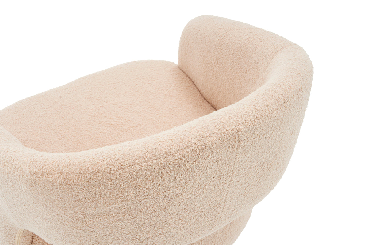 Nude Teddy Fabric Swivel Barrel Accent Chair