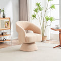 Nude Teddy Fabric Swivel Barrel Accent Chair