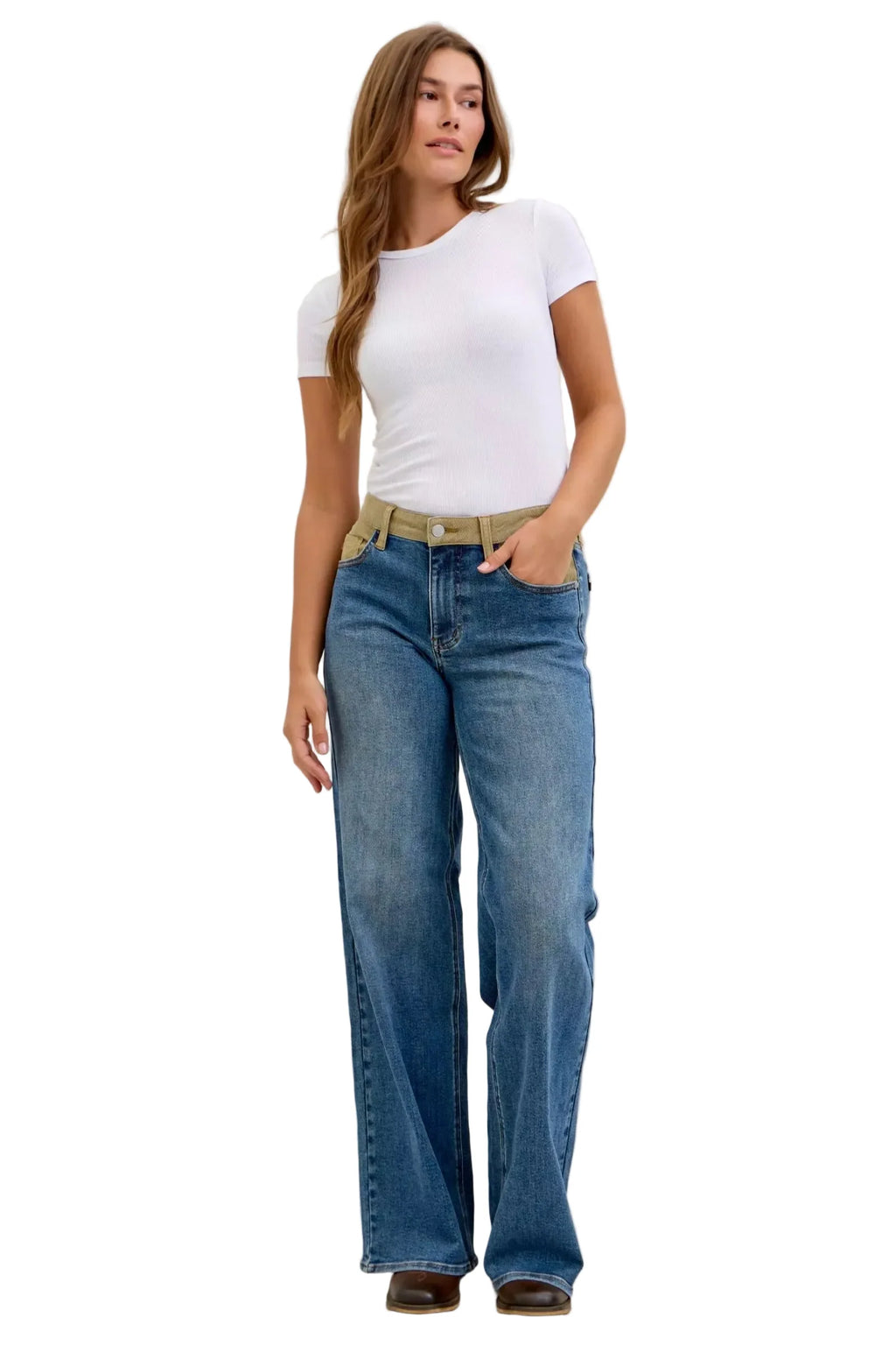 Judy Blue MR Column Straight Jeans with Corduroy Waist