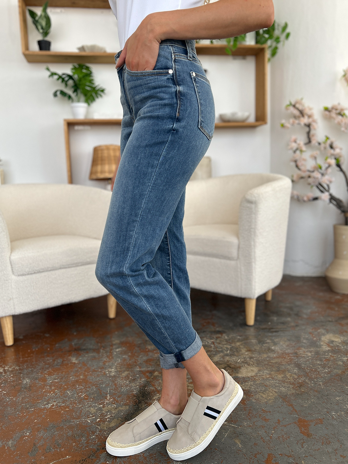 Judy Blue Size 3 and 5 Cuffed Hem Slim Jeans
