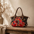 Artista Applique Textile Unique Leather Shoulder Handbag Tote - Thailand