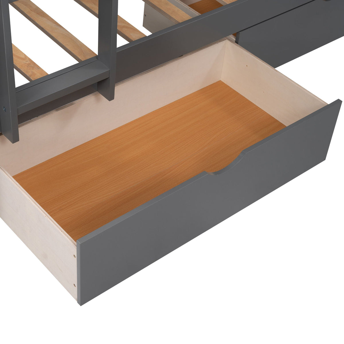 Triple Twin Bunk Bed With Loft and 2 Drawers - Dark Gray or White
