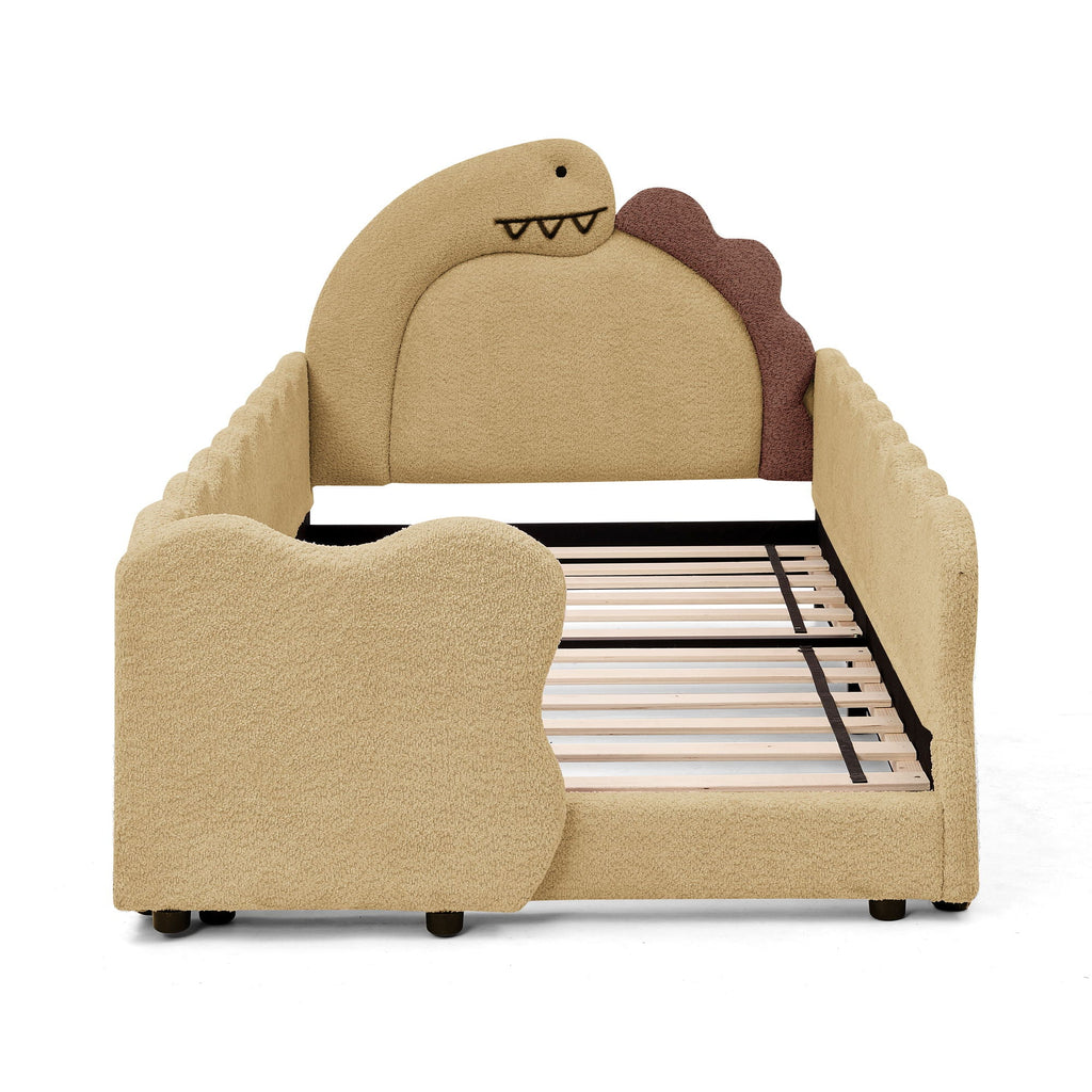 Dinosaur Shaped Toddler Bed with Safety Guardrail - Twin Upholstered Bed
