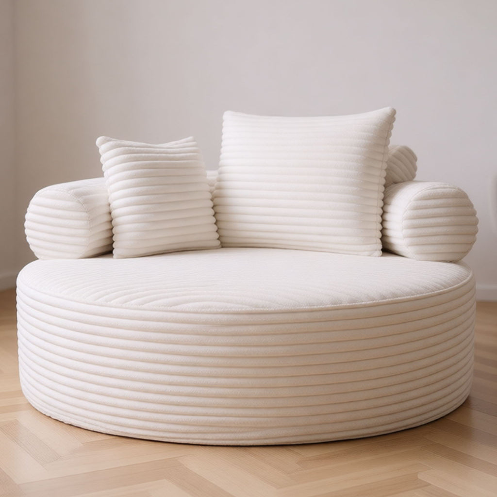 Round Sofa Bed with Memory Foam and 3 Pillows - Multiple Colors